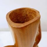 Scandinavian vintage carved teak vase, 1960