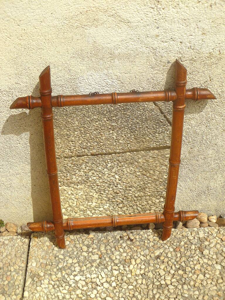 vintage bamboo-style wood mirror