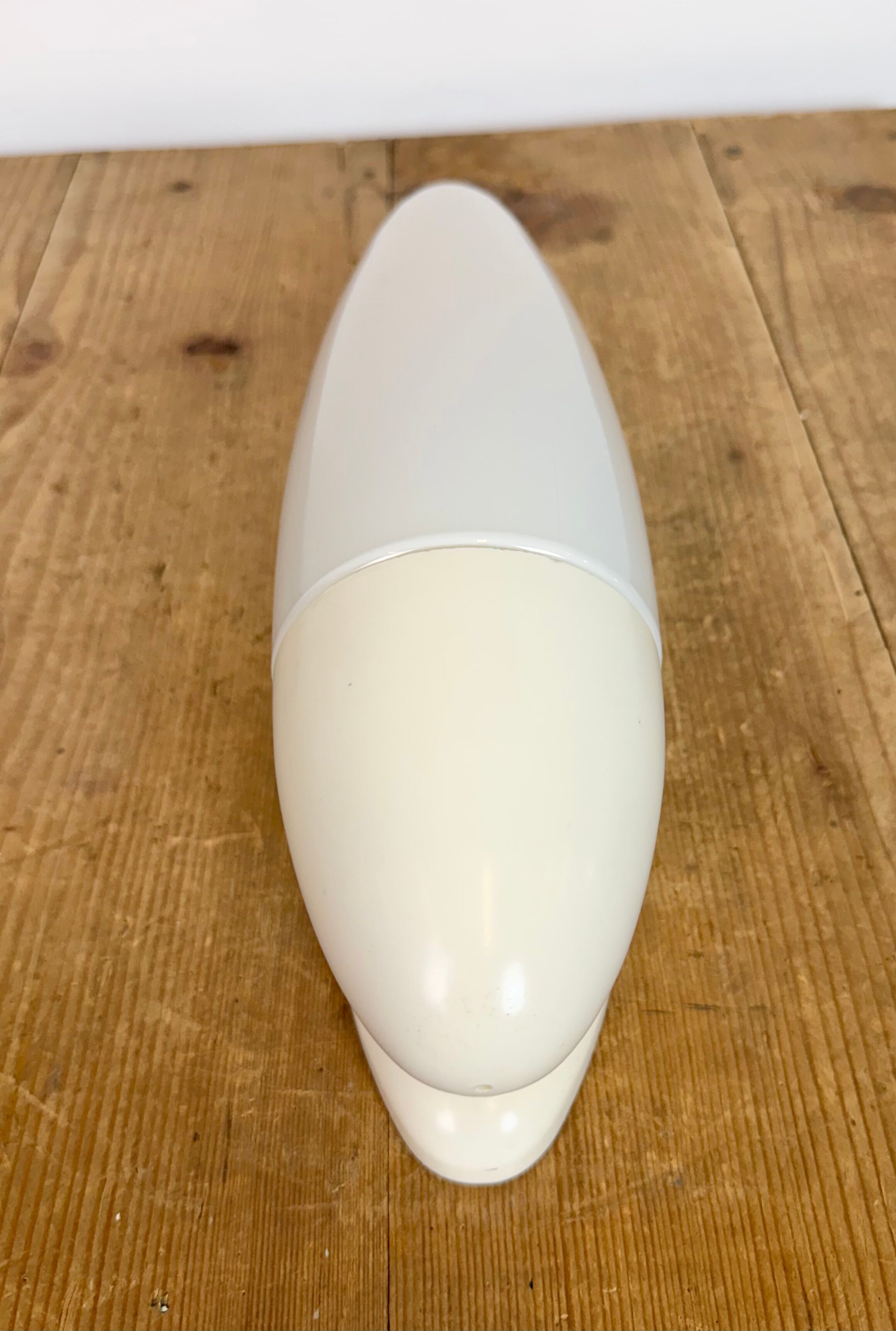 Industrial White Bakelite Wall Light with Milk Glass, 1950s