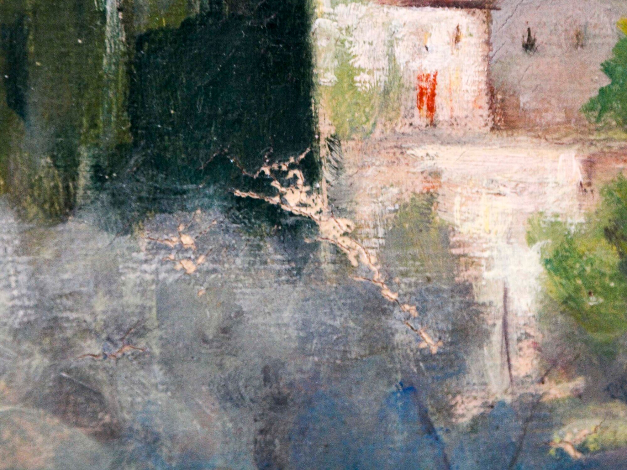Oil on canvas The Village of Tales by Paul Izarn 1934