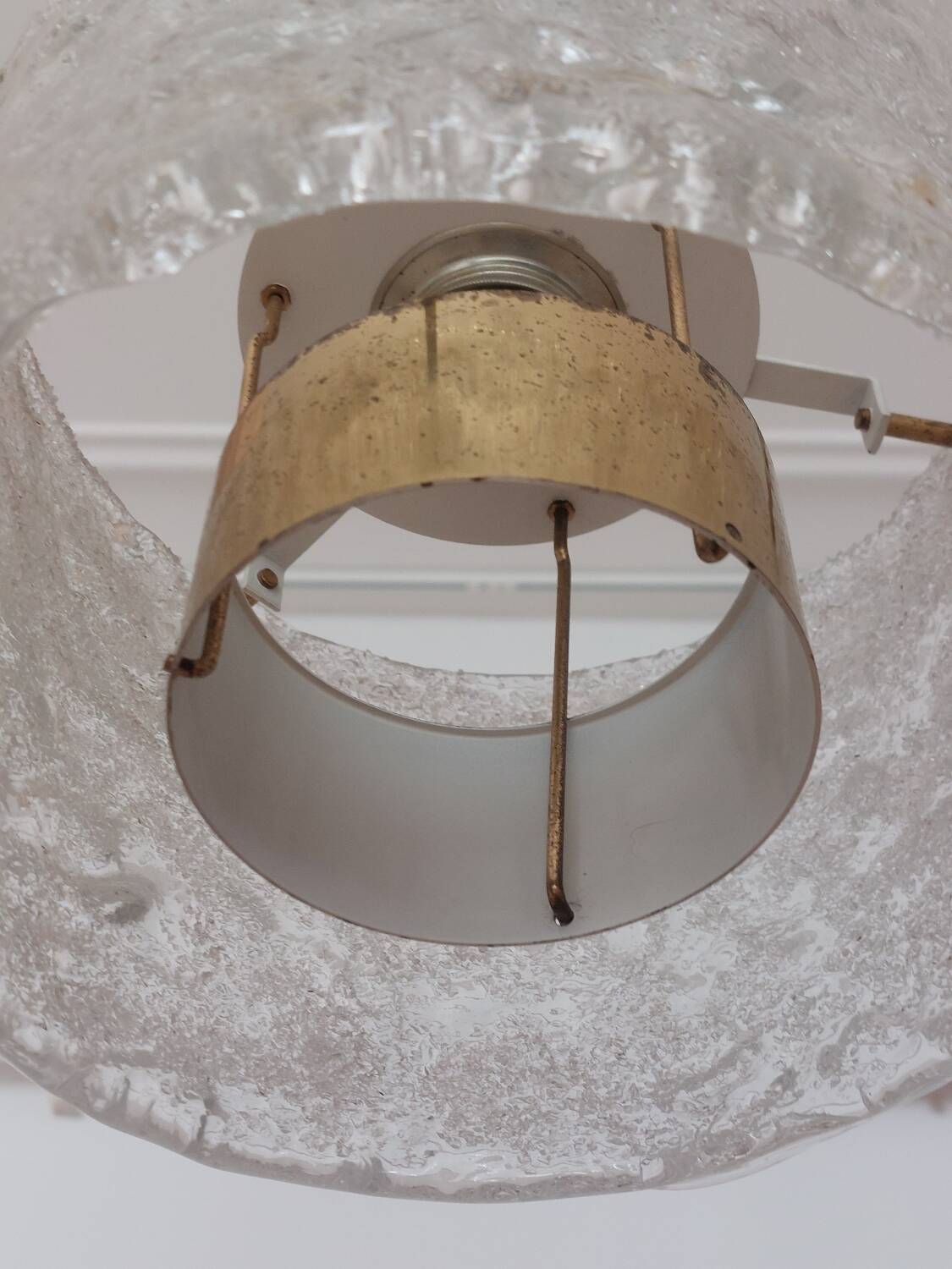 Vintage glass and brass suspension by Hillebrand Germany.