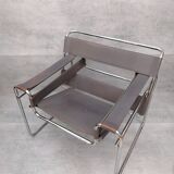 Marcel Breuer Wassily  grey leather B3 Chairs 1980s Italy