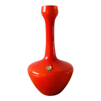 Vase rouge vintage en verre opalin soufflé - Made in Italy