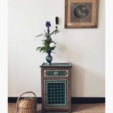 Hand painted wooden bedside table