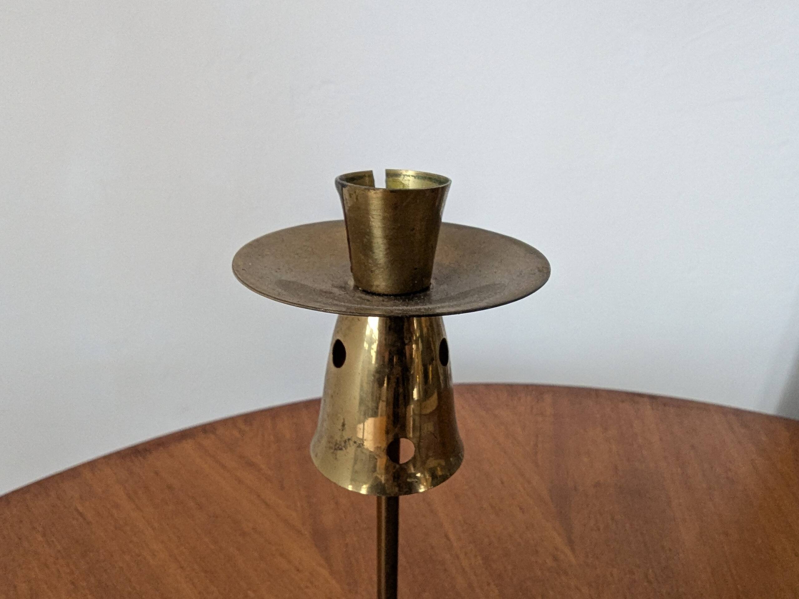 Brass and rattan candlestick