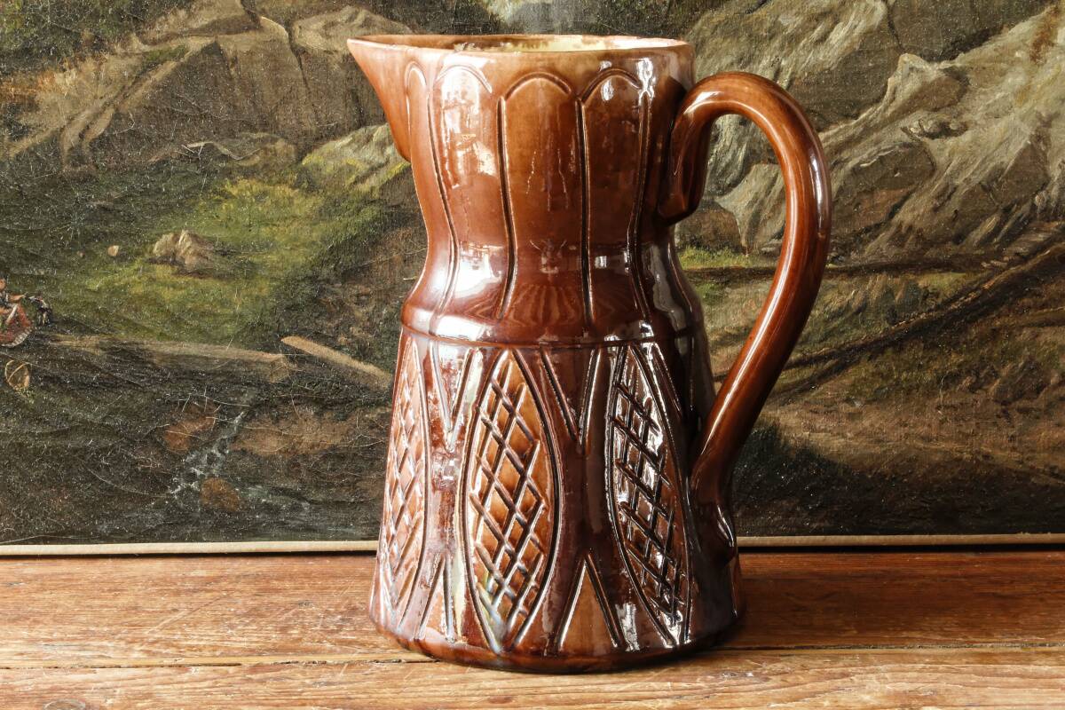 Large modernist glazed earthenware jug, 1950s