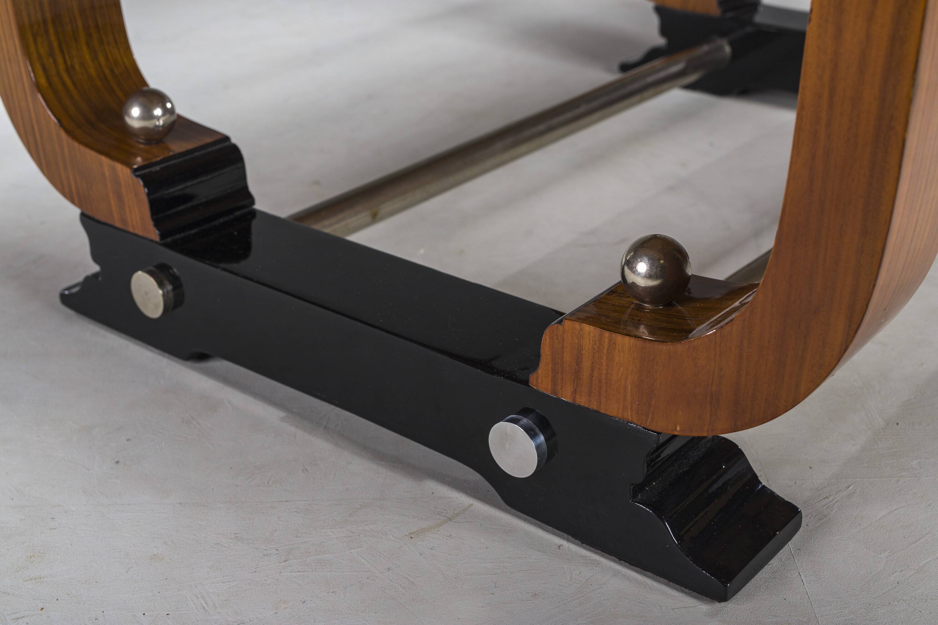 Art Deco French Walnut & Burl Dining Set, 1930s, Set of 7