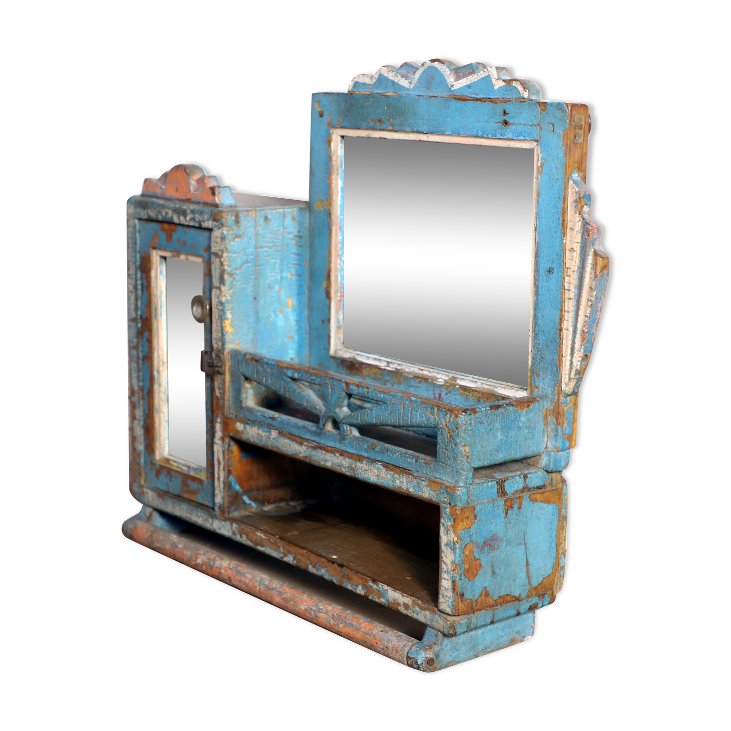 Medicine cabinet - Art Deco mirror in Burmese teak