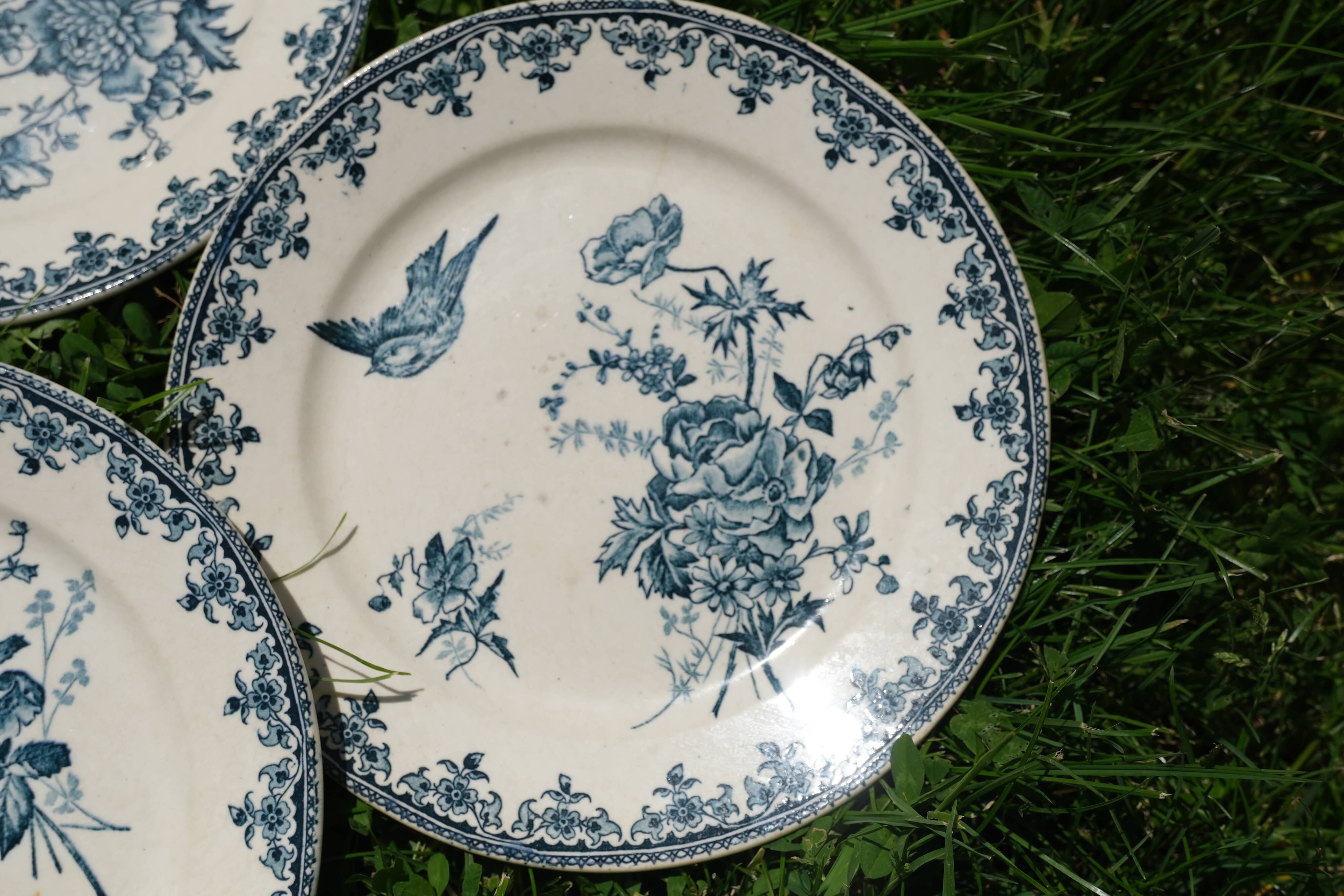 Set of 6 blue iron earth plates