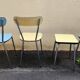 Vintage set from the 60s/70s: table, chairs, and marbled Formica stools.