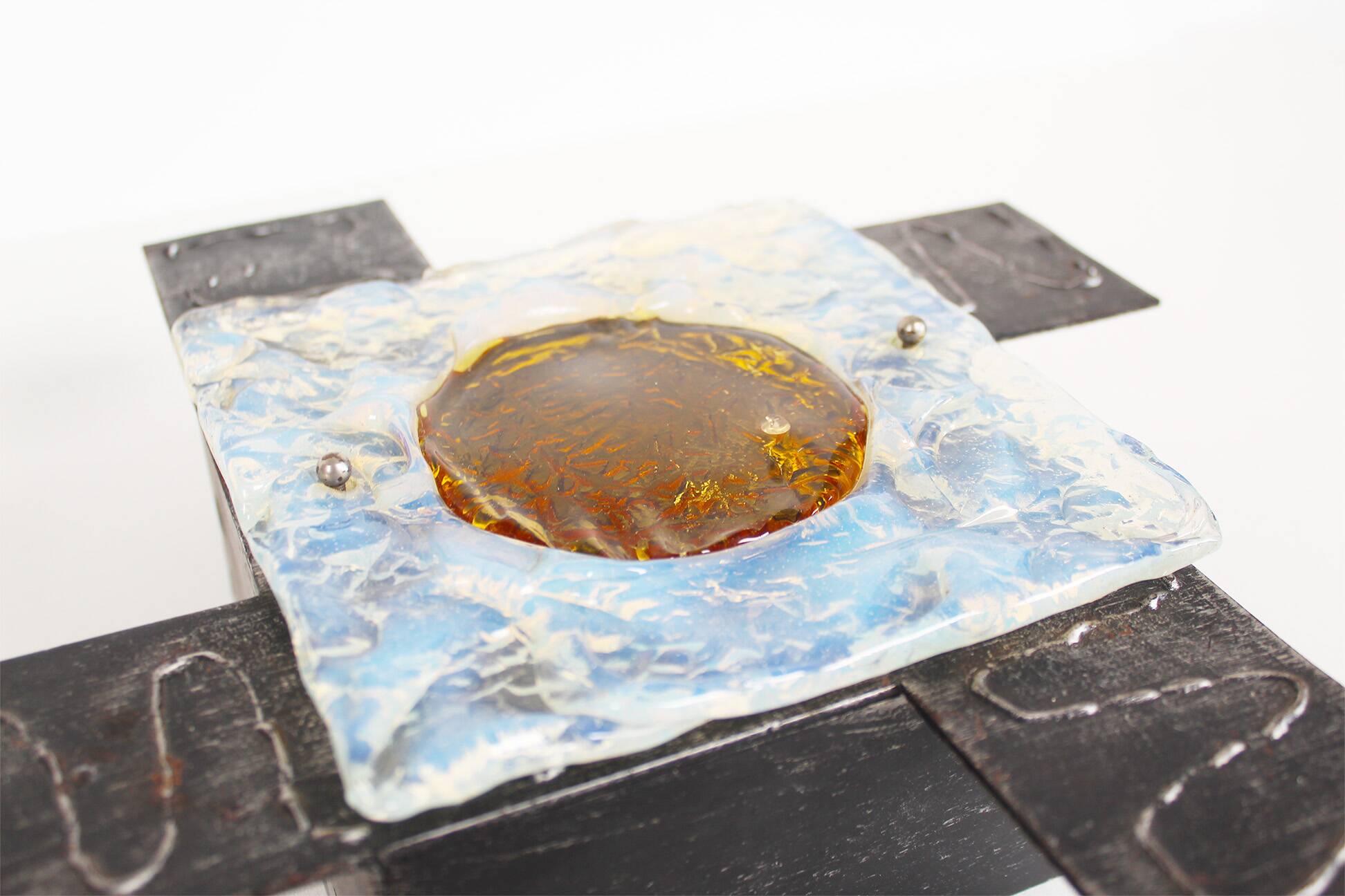 Pair of 1960’s Brutalist glass wall sconce by Tom Ahlström and Hans Ehrlich