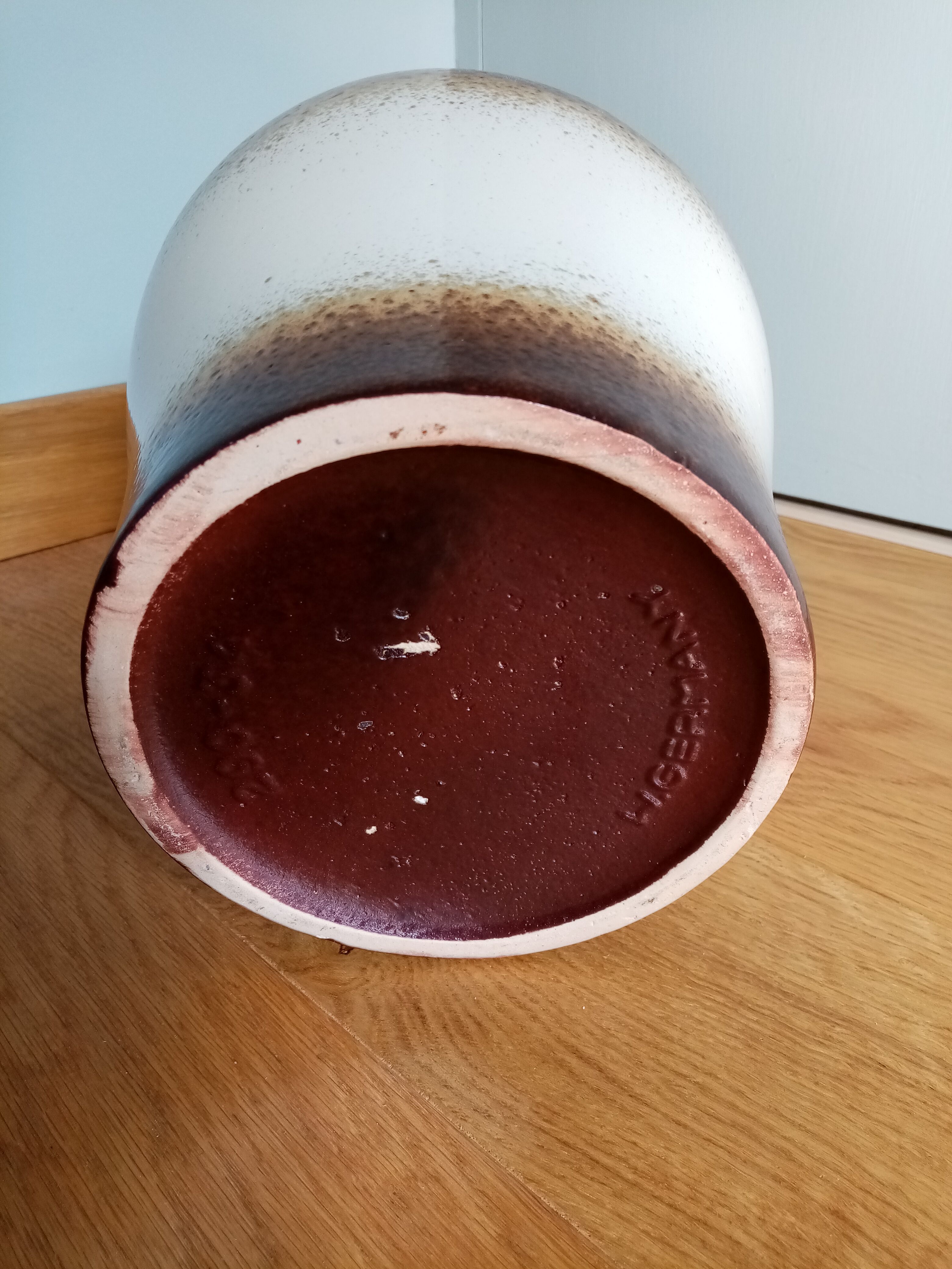 West Germany 290-34 vase in white and brown glazed ceramic