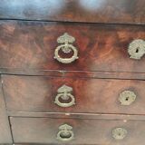Chest of drawers in wood and gray marble with 4 drawers nineteenth century