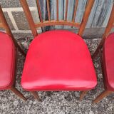 Chaises de bistrot en Skaï rouge