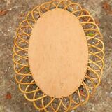 Oval Rattan Flower Mirror