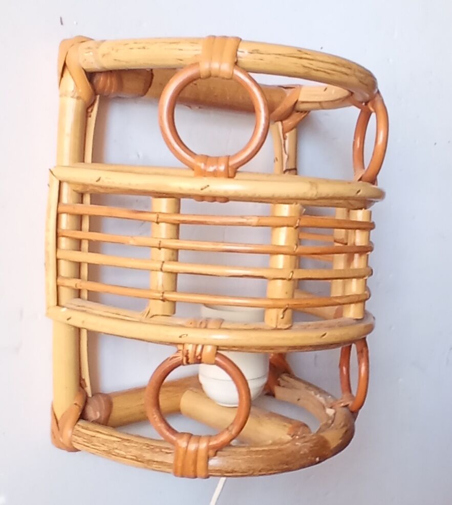 Vintage bamboo wall lamp