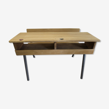 School boy's desk double wood and iron