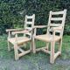 6 solid oak chairs - straw seats