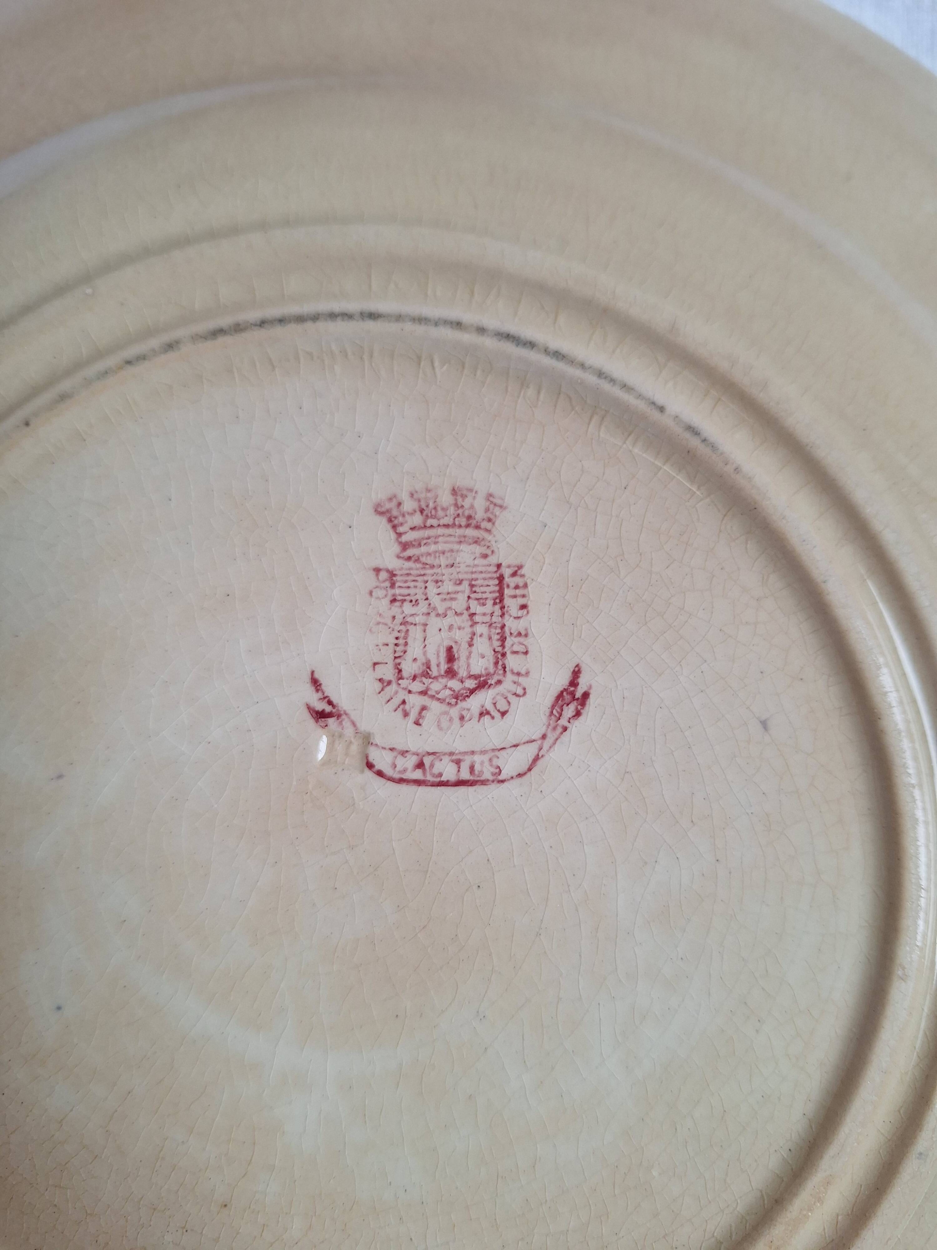 6 blue and pink dinner plates