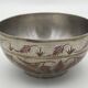 Antique ISLAMIC BOWL in tinned BRASS with engraved decoration and colored patterns