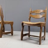 Vintage oak and wicker dining chairs, 1960s