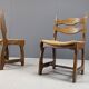 Vintage oak and wicker dining chairs, 1960s