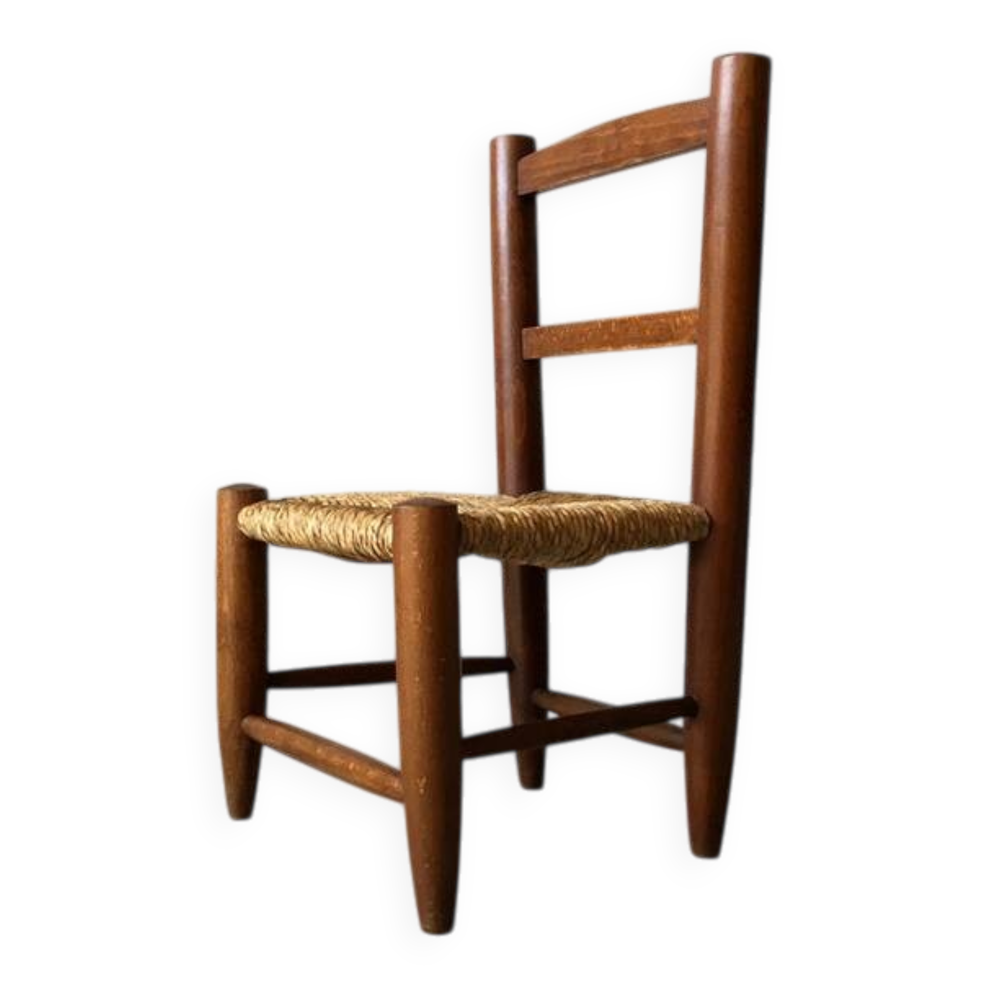 Chaise enfant en bois et paille