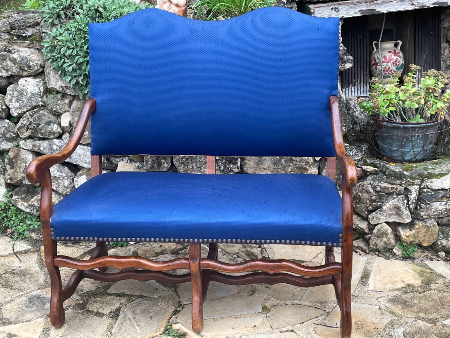 2-seater walnut bench