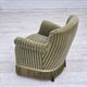 1960s, Danish armchair, original striped furniture velour, beech wood legs.