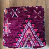 Colorful Berber pouf Moroccan pouf in bohemian dark purple wool