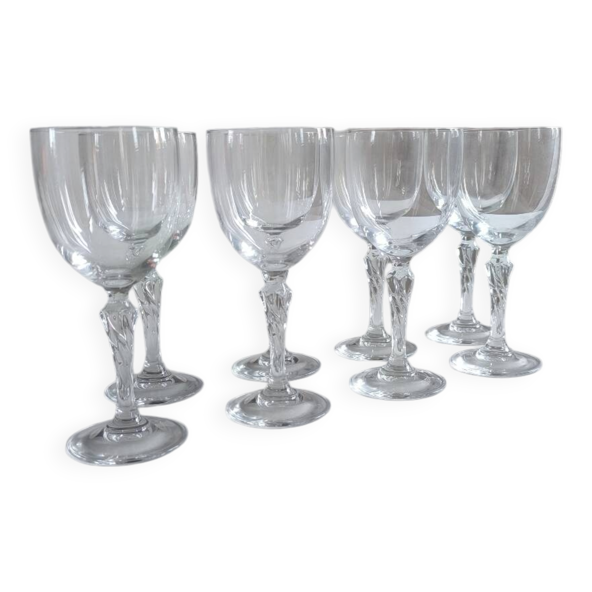 Set of 8 chiseled glass wine glasses