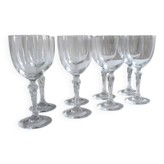 Service de 8 verres à vin en verre ciselé