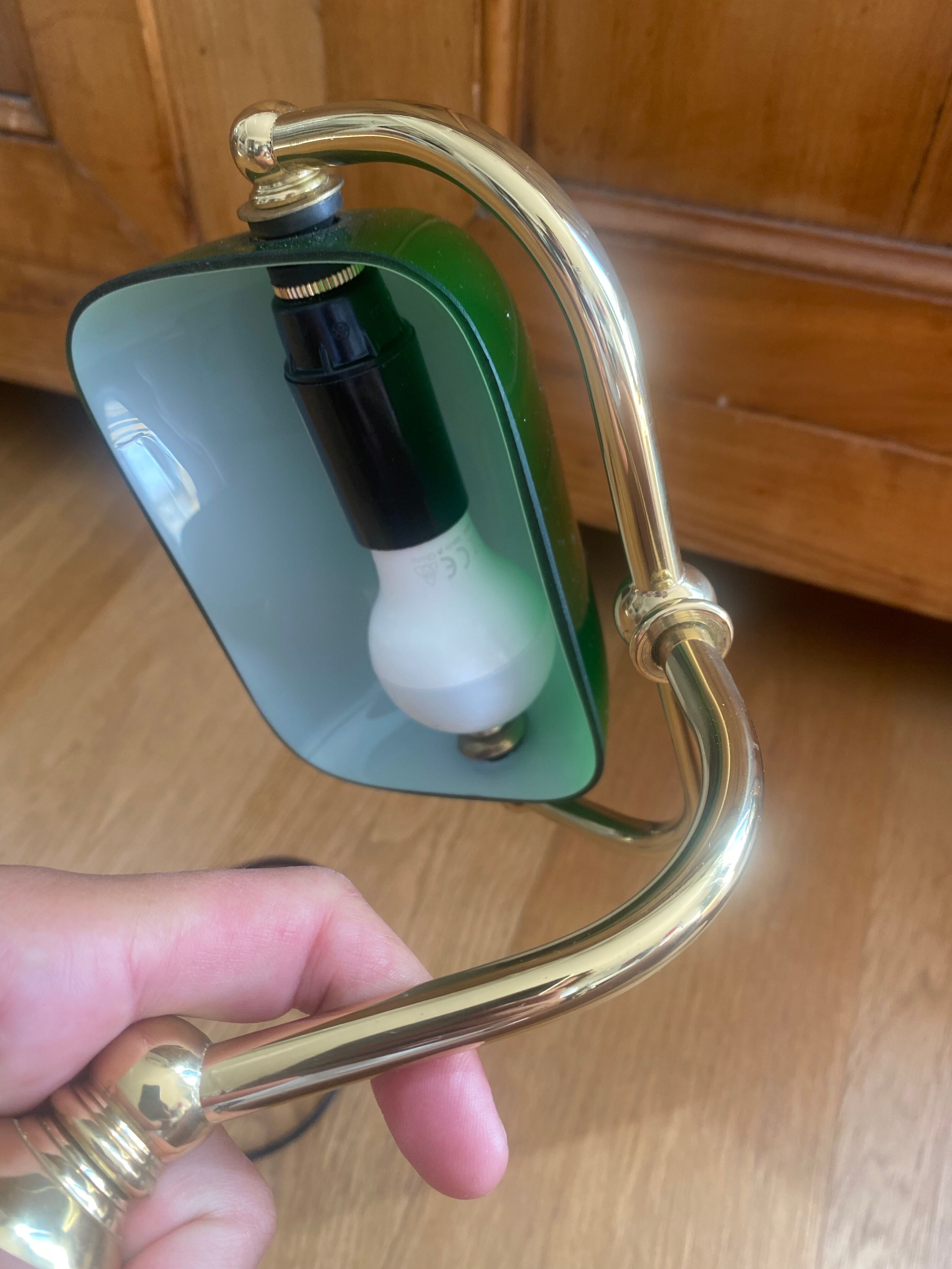 Banker's lamp notary brass and green opaline