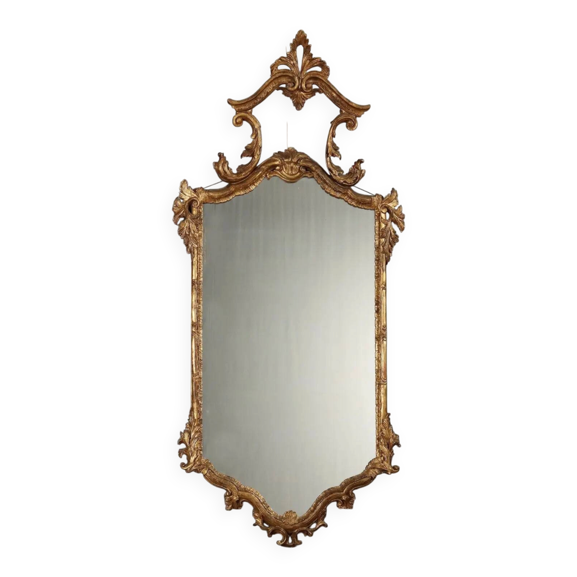 Antique carved and gilded wooden mirror, Italy, 19th century
