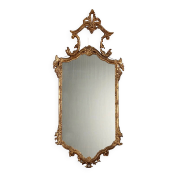 Miroir ancien en bois sculpté et doré, Italie, XIXe siècle