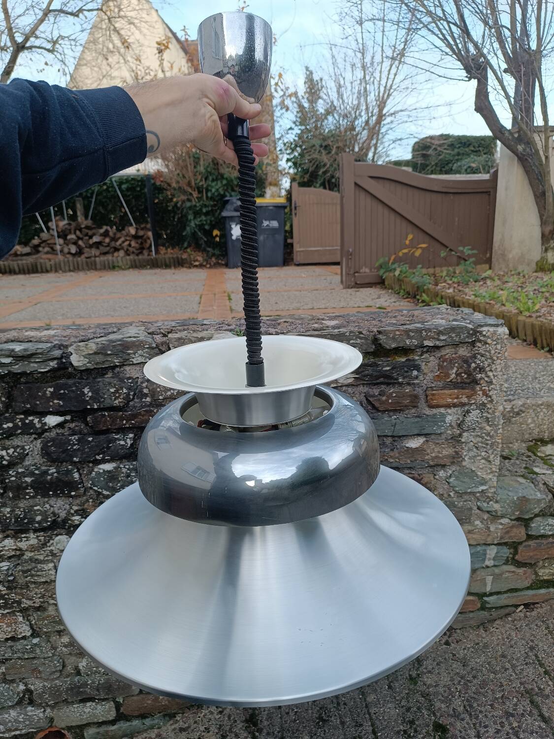 Scandinavian aluminum pendant lamp from the 1960s/70s