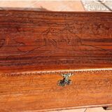 Large carved teak chest