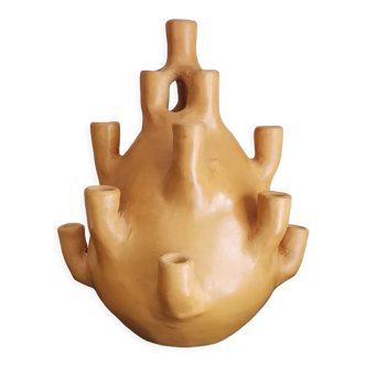 Tamgroute terracotta candlestick vase