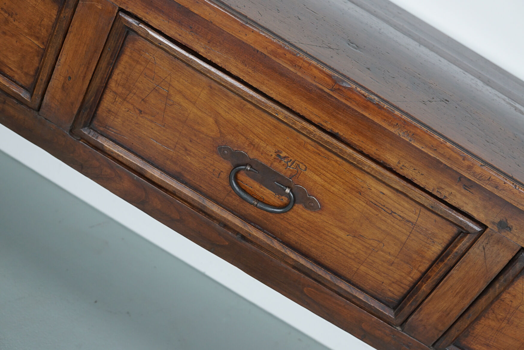 Antique french rustic farmhouse fruitwood & oak side table