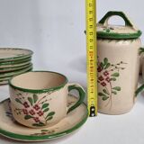Service à café en faïence émaillée, Jemappes, Belgique, 9 tasses