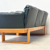 Canapé d'angle modulable en pin et cuir vert, Allemagne années 1970