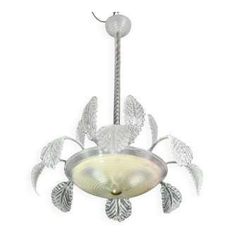 Art Deco Barovier e Toso Chandelier, Murano Glass, 1940s