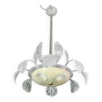 Art Deco Barovier e Toso Chandelier, Murano Glass, 1940s