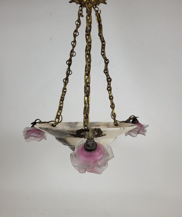 Lustre suspension art déco en marbre