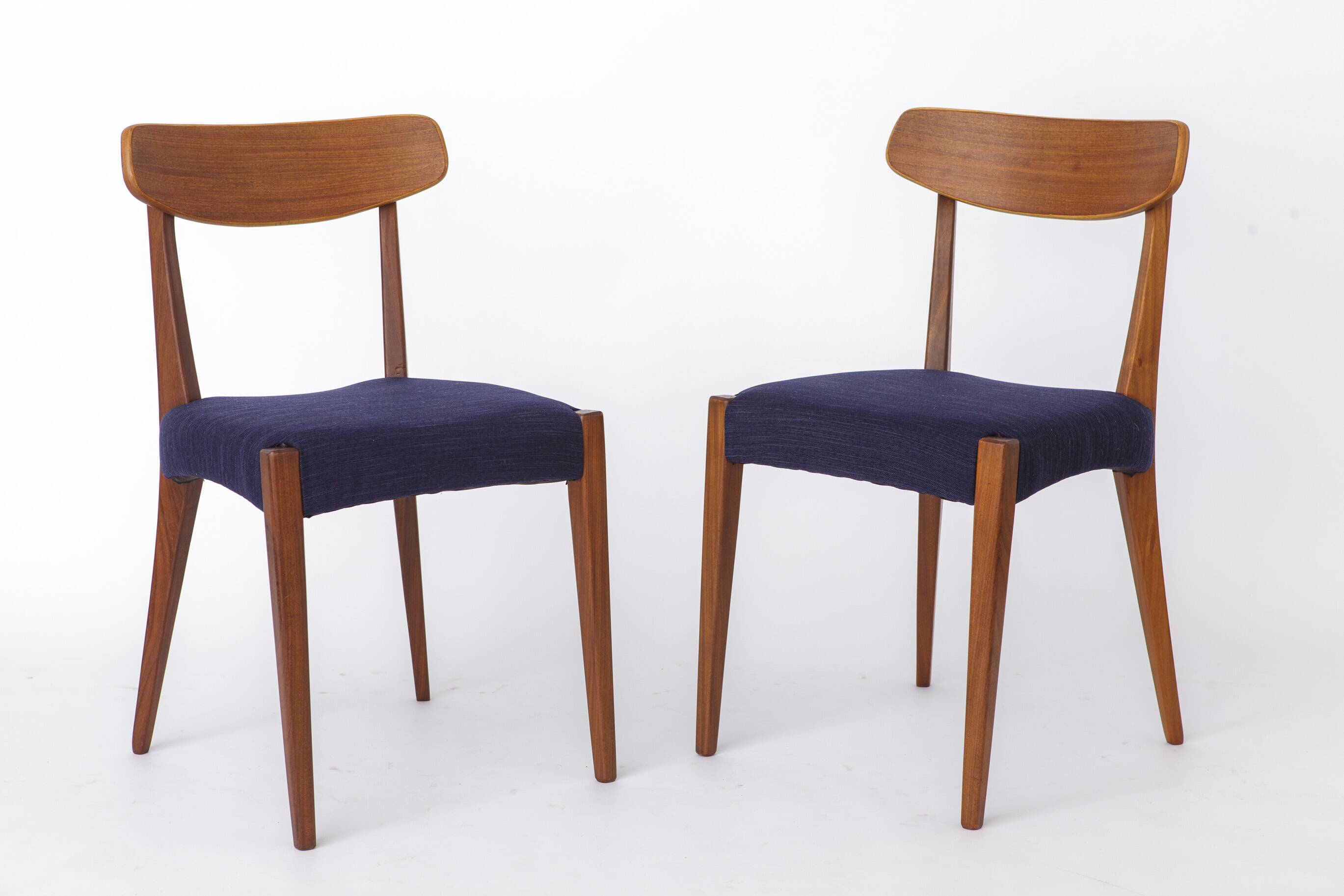 Set of 3 Danish Teak Chairs 1960s, Vintage Mid Century Dining Chairs, Dark