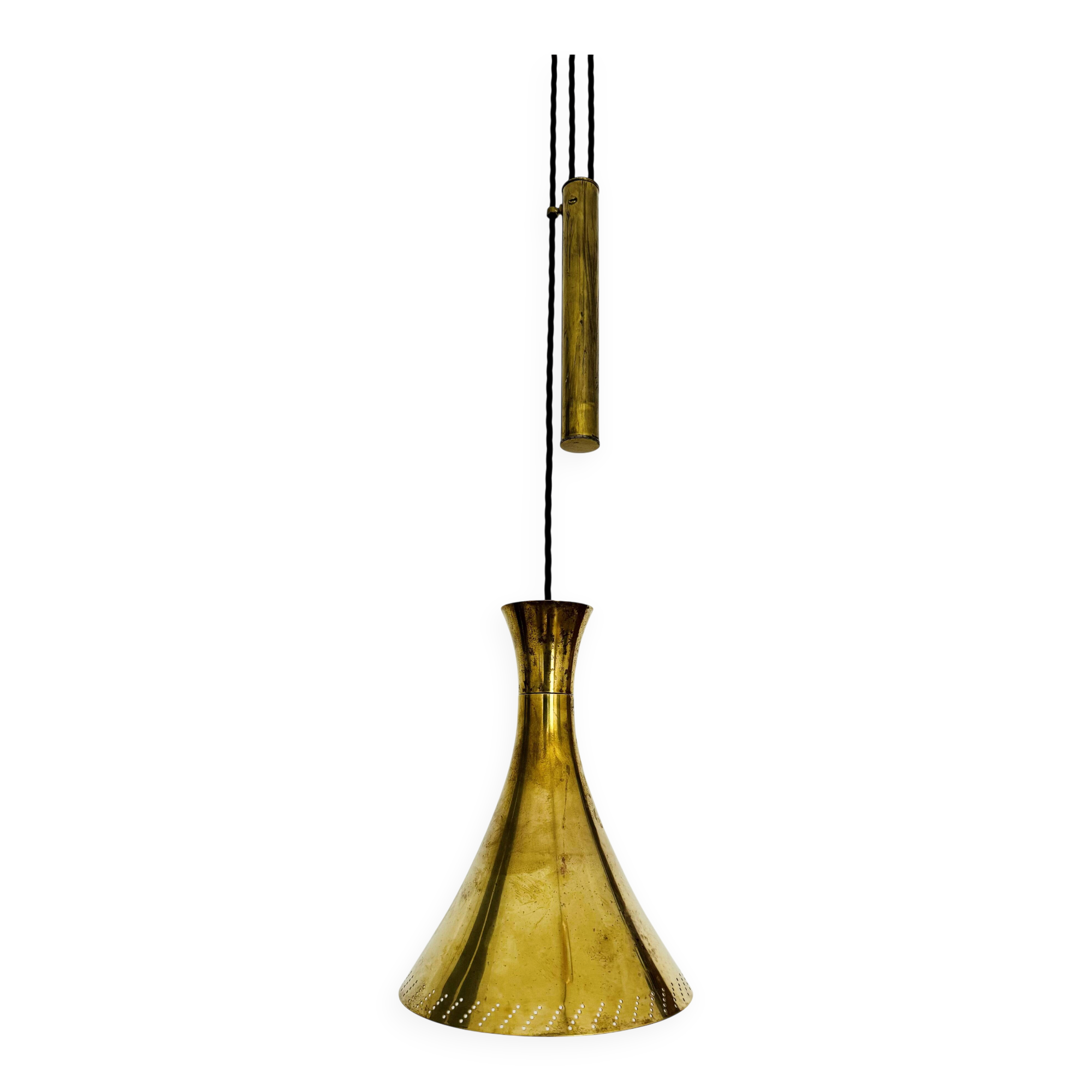 Adjustable Brass Pendant Lamp with Counterweight