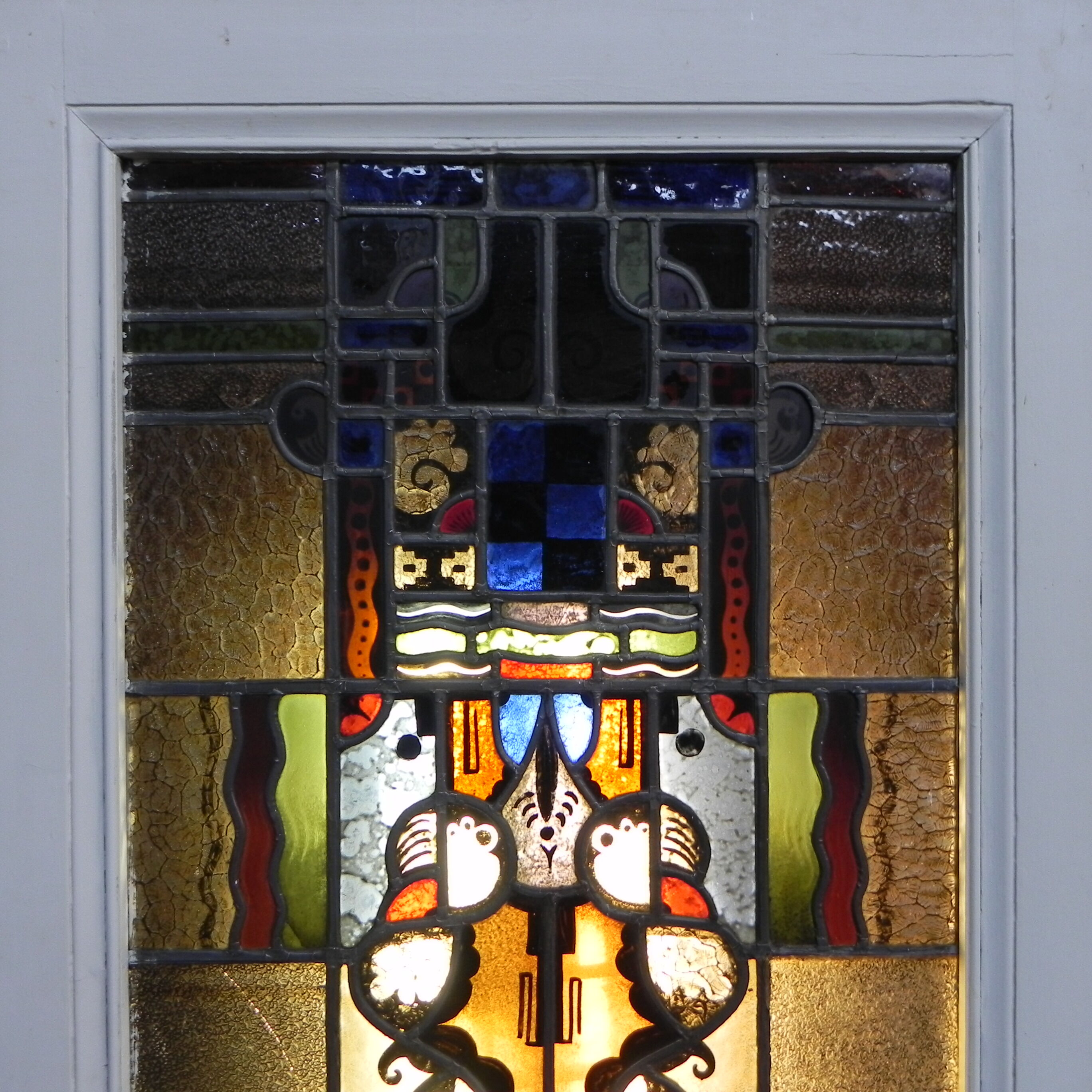 Porte intérieure avec vitrail art déco