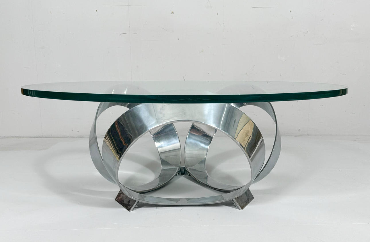 Knut Hesterberg. Space Age coffee table by Knut Hesterberg for Ronald Schmitt, diamond aluminium, 1970s, Germany.