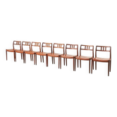 Niels Otto Moller Lot de 8 chaises de salle à manger modèle 79 en palissandre et cuir pour JL Mollers 1966