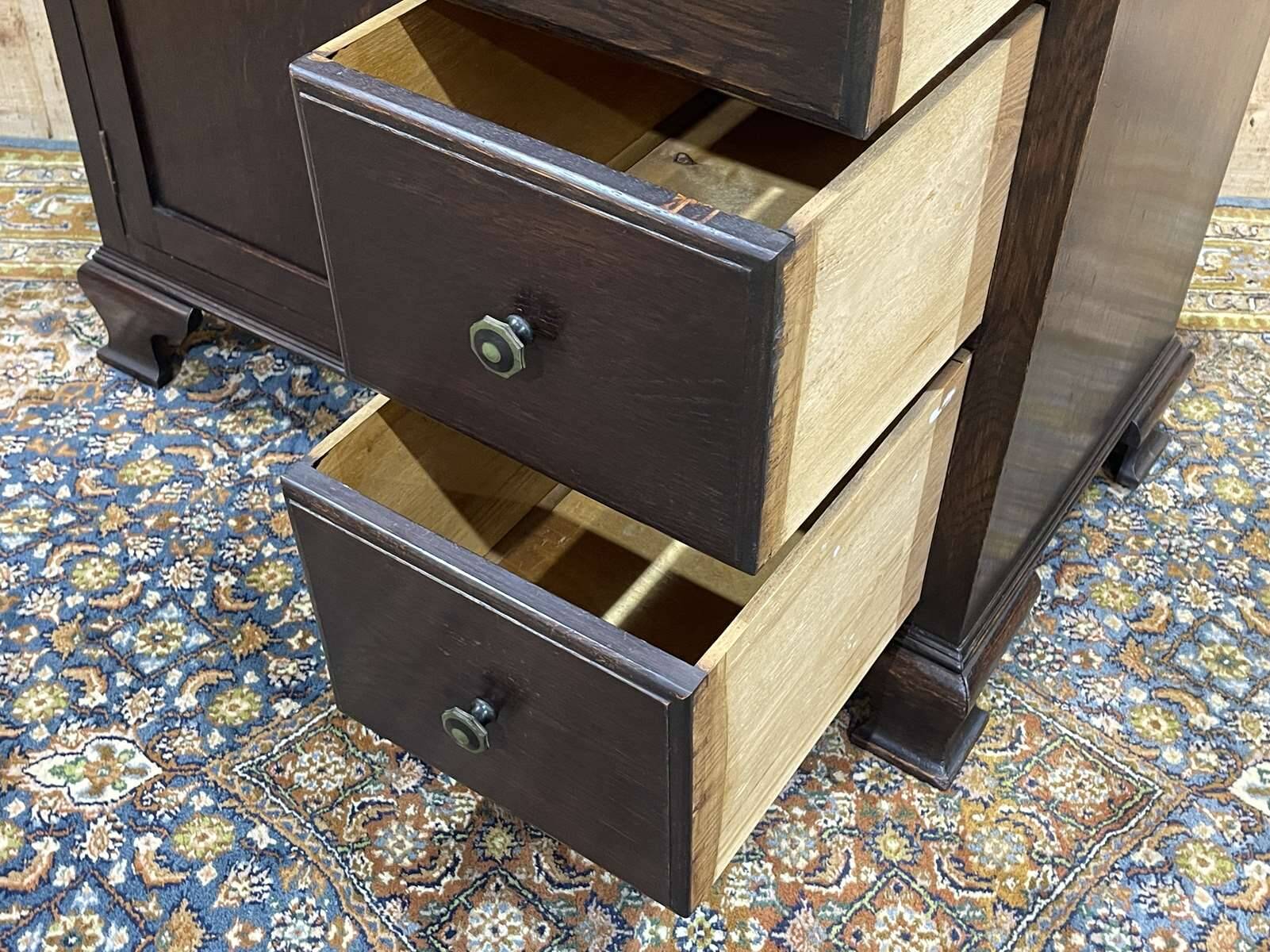 English oak wardrobe with drawers from the 1950s